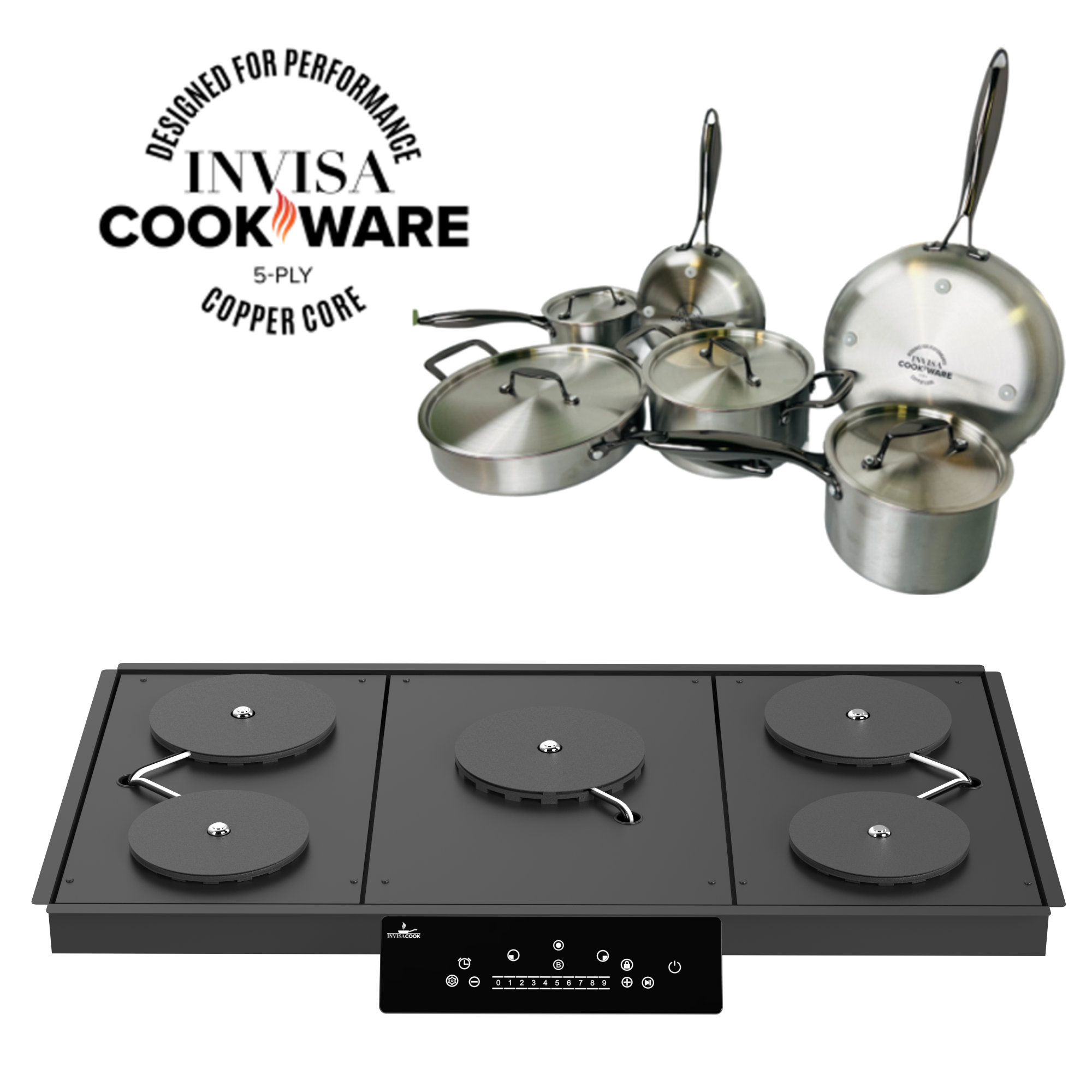 Invisacook 5 Burner 220V – Flush-Mount Invisible Induction Cooktop