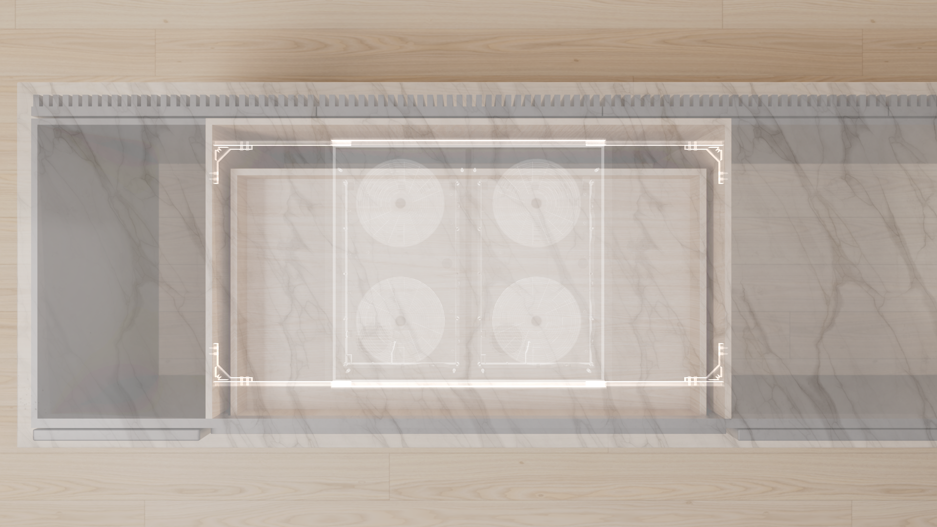 Invisacook 4-Burner 220V – Seamless Countertop Induction Cooktop