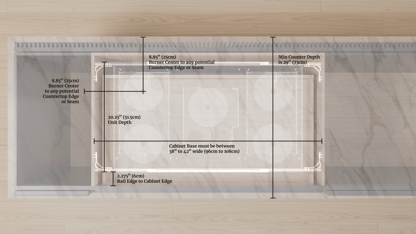Invisacook 5 Burner 220V – Flush-Mount Invisible Induction Cooktop