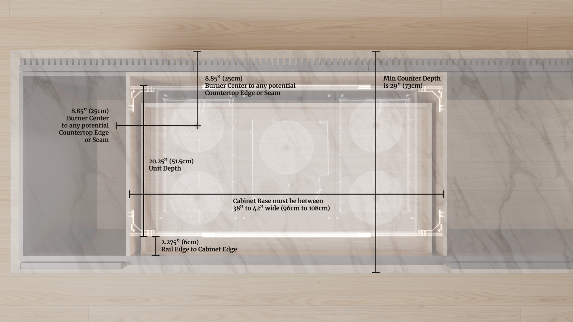 Invisacook 5 Burner 220V – Flush-Mount Invisible Induction Cooktop