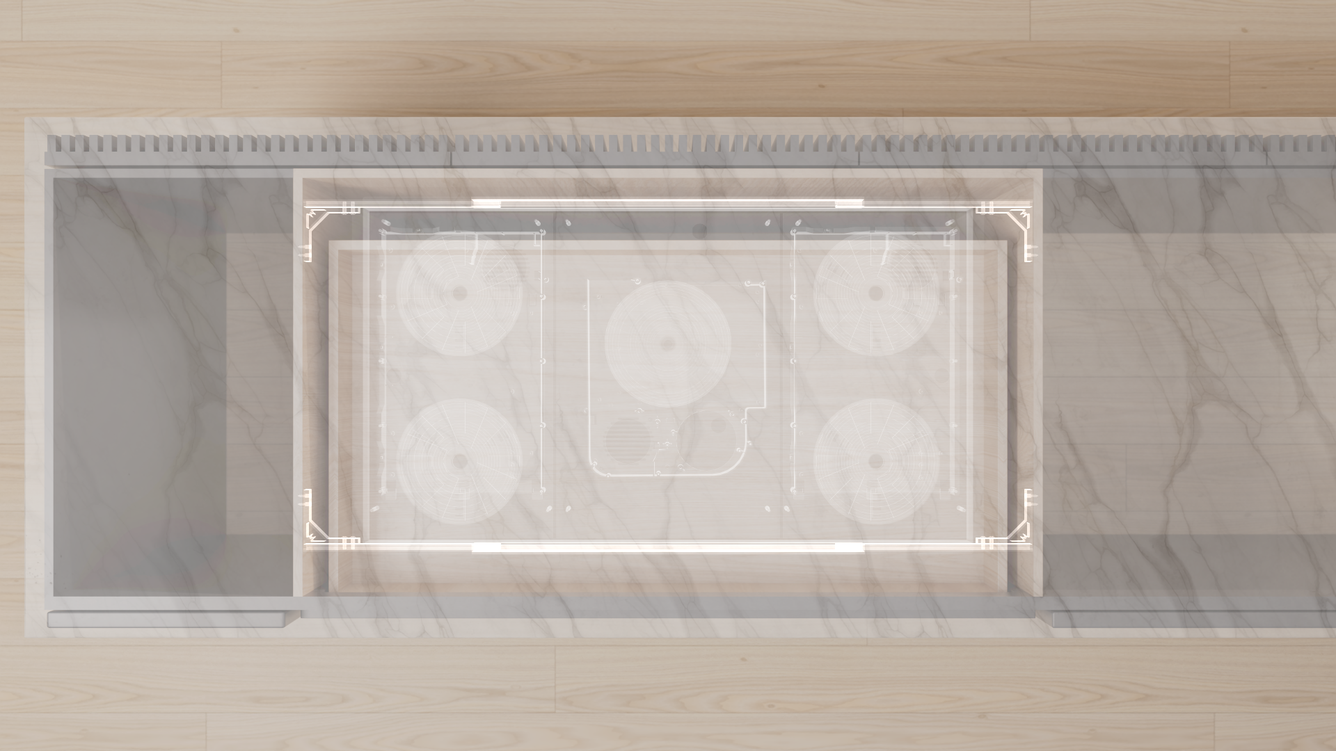 Invisacook 5 Burner 220V – Flush-Mount Invisible Induction Cooktop