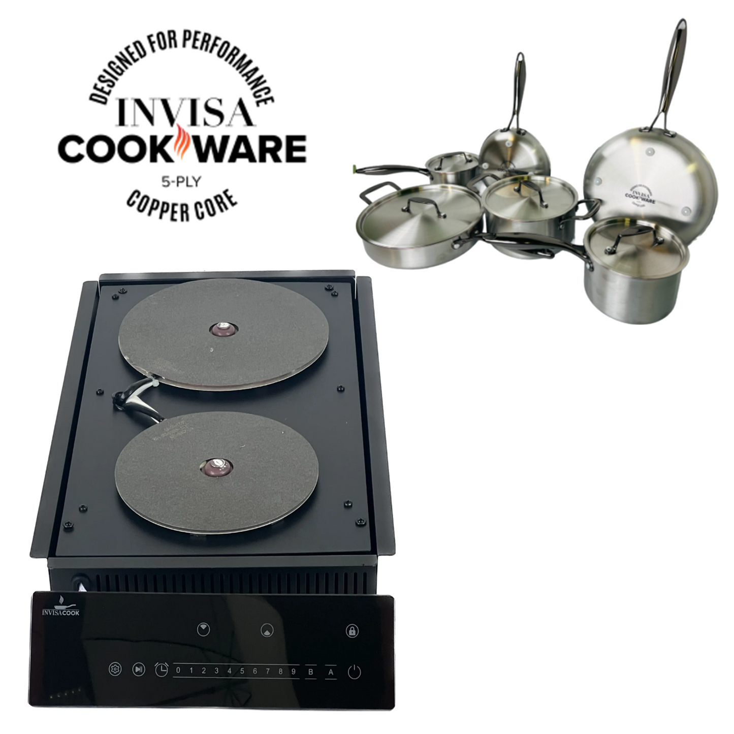 Invisacook 2 Burner 110V or 220V + 10 Piece Pan Set