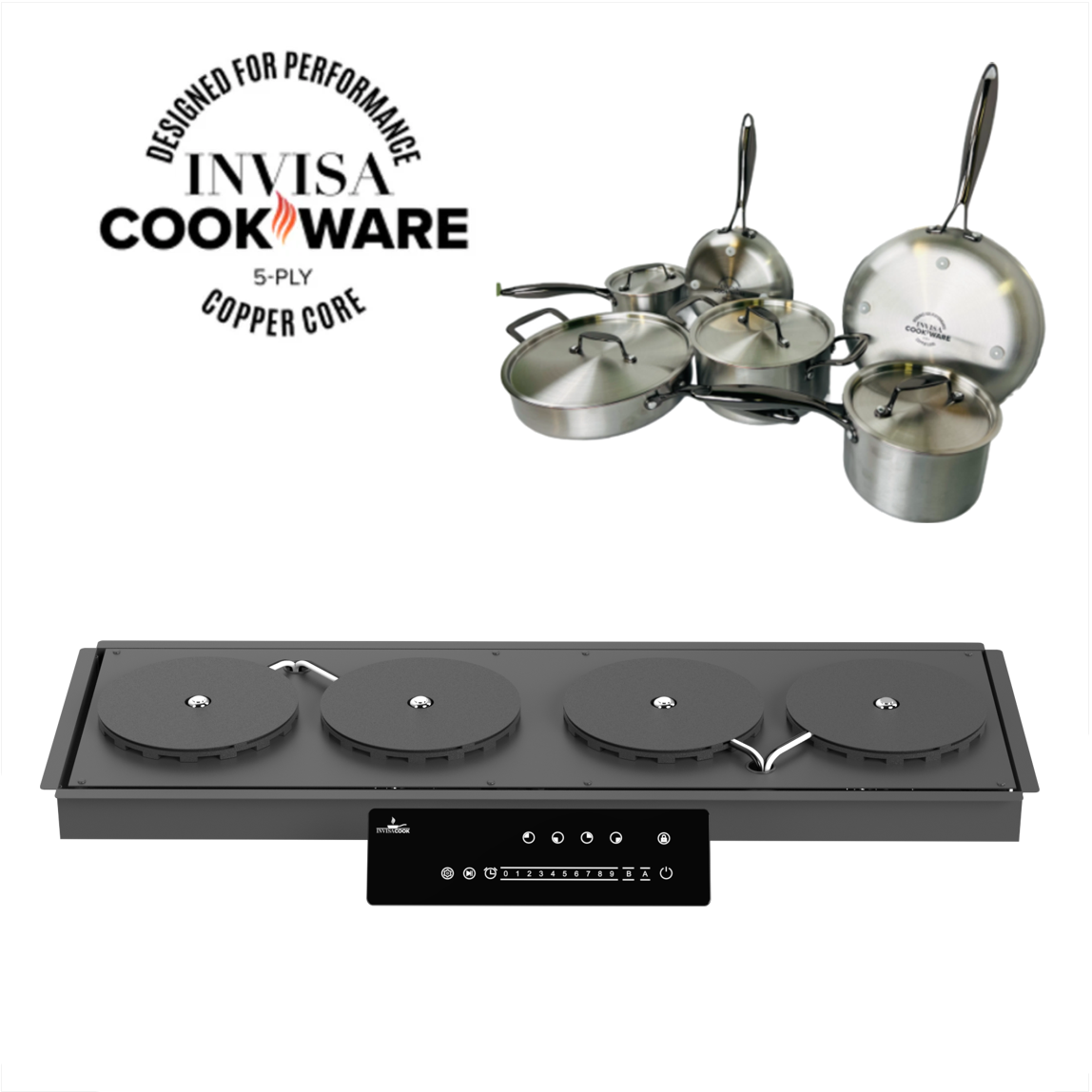 Invisacook 4 Burner galley 220 V + 10 Piece Pan Set