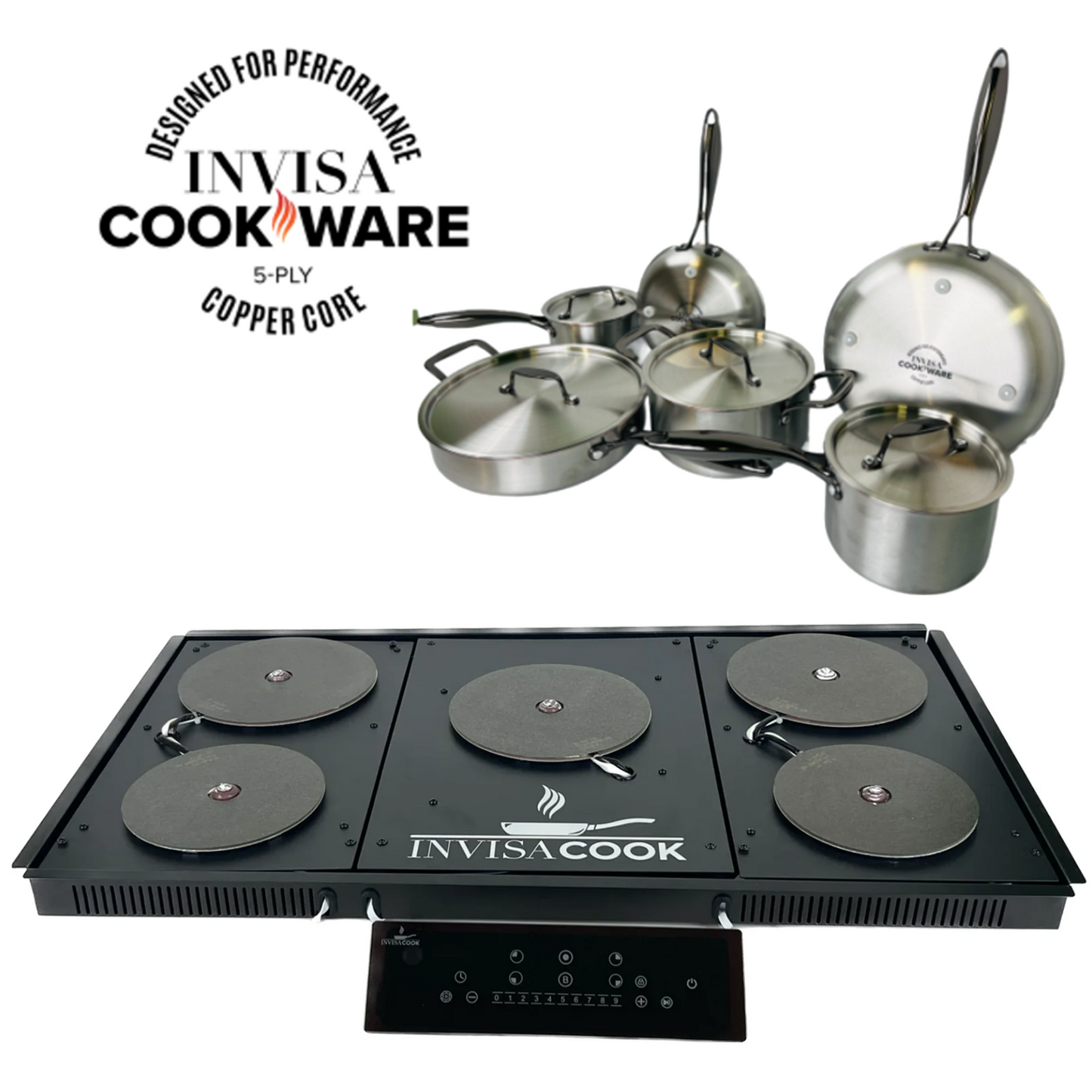 Invisacook 5 Burner 220 V + 10 Piece Pan Set