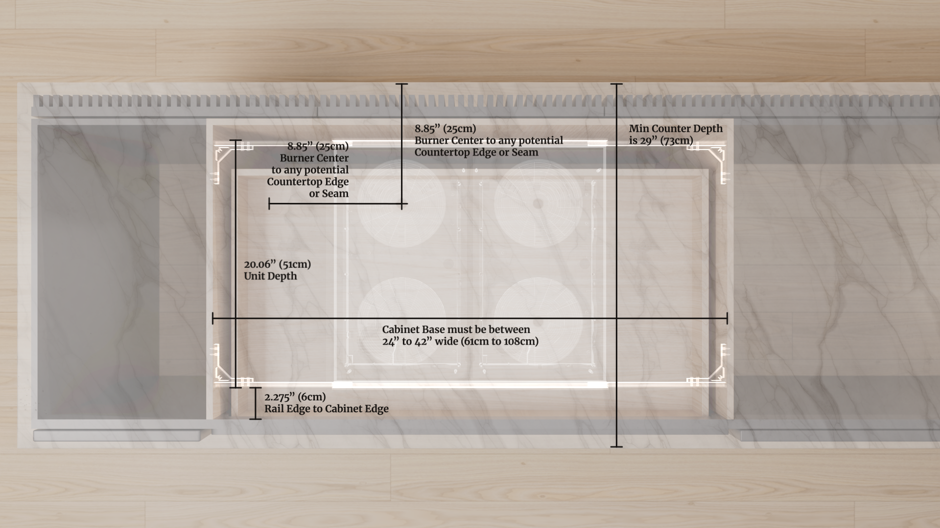 Invisacook 4-Burner 220V – Seamless Countertop Induction Cooktop